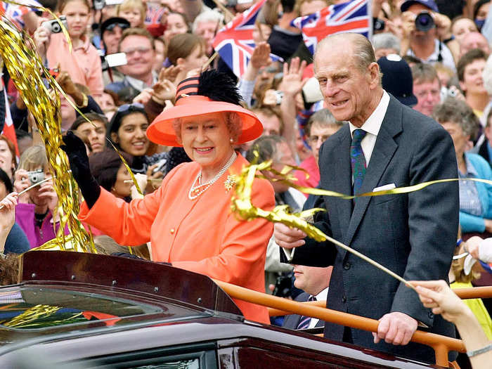 She then had an outfit change, opting for a bright orange look for a Golden Jubilee parade and Buckingham Palace appearance.