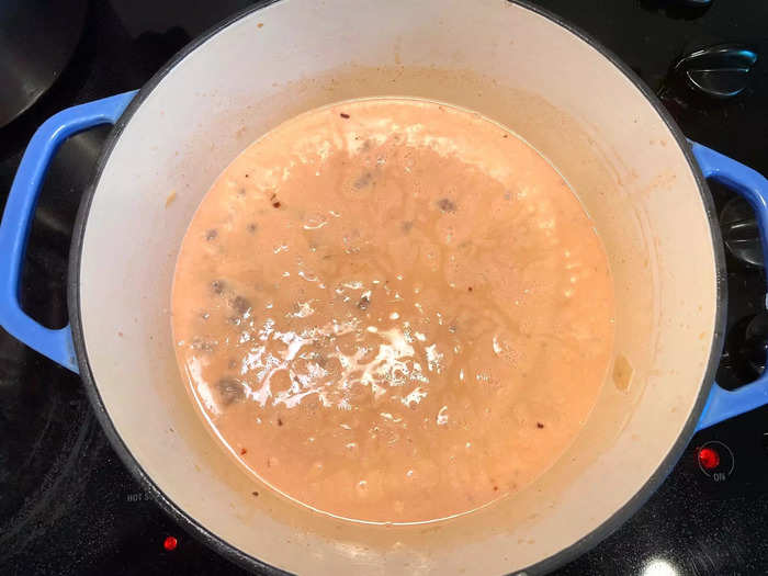 After bringing my sauce back to a boil, I lowered the heat to let it simmer.