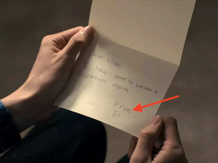 Eleven signs her note to Mike with "from" — a clue that she