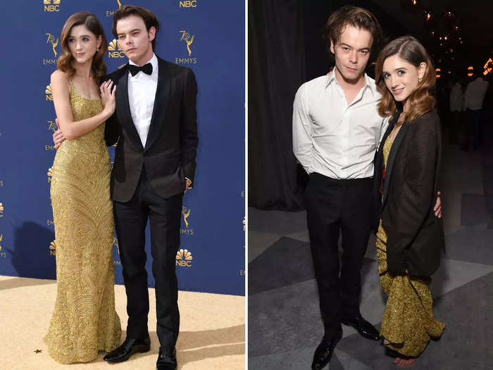 The couple had a sweet moment that involved their red-carpet fashion at the 2018 Emmys.