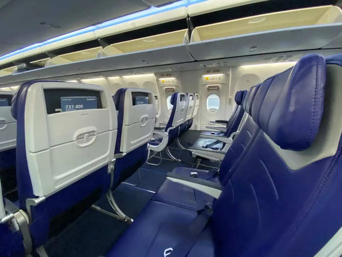 According to SeatGuru, the -700 plane offers 31 inches of pitch, the -800 and MAX offer 32-33 inches of pitch, and the exit rows have extra legroom. All seats have at least 17 inches of width, while some seats also come with headrests.