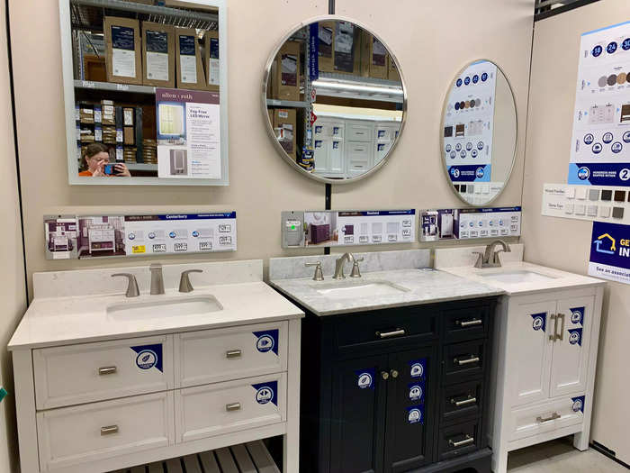 I noticed Lowes seemed to have more displays of how different finishes and appliances would look set up in a home, though Home Depot had some of these displays, too.