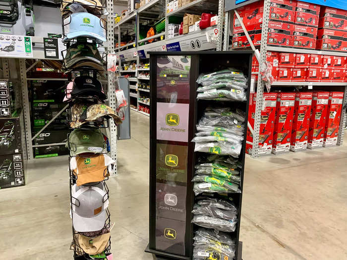 I was surprised to find clothing and accessories for sale, mostly from John Deere, in this section.