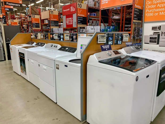 Home Depot replicates that with washing machines and other appliances, with desks for sales people to work with customers nearby.