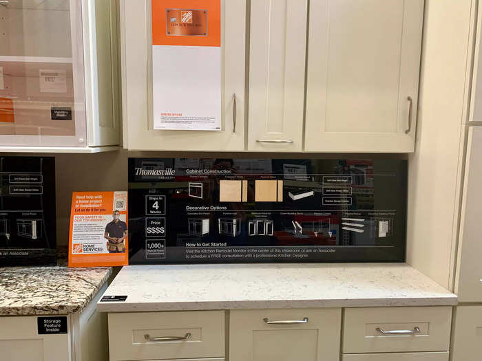 A section in the center of the store is dedicated to appliances, with mock setups showing how different cupboards, cabinets, and light fixtures look alongside them.