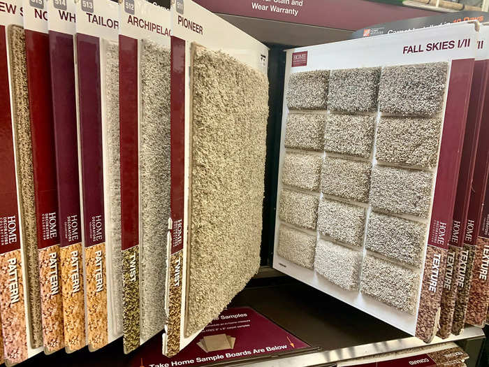 Carpet samples are available to touch and make color comparisons.