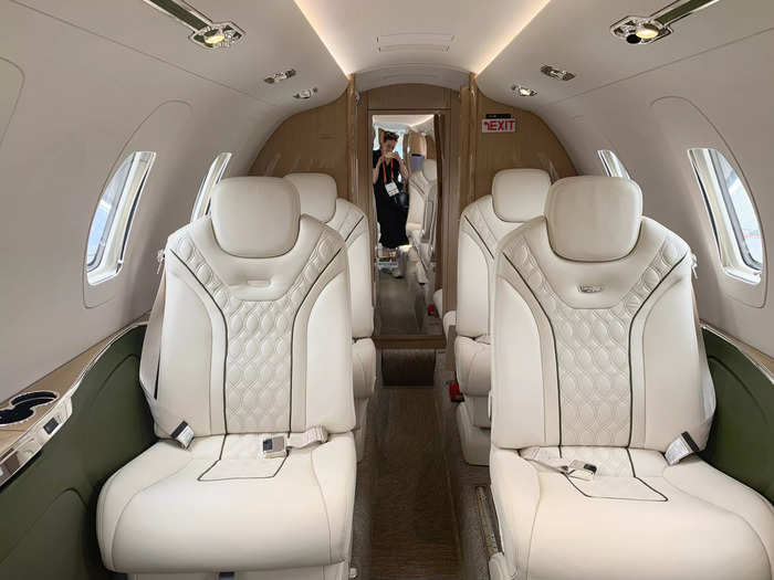 The most popular cabin configuration is a nine-seat space, but the jet can hold up to 12 passengers.