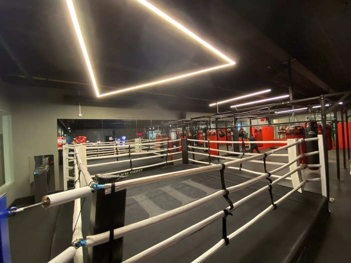 Just above was the boxing ring and at least eight punchbags. Third Space said that high-profile boxers sometimes train here.