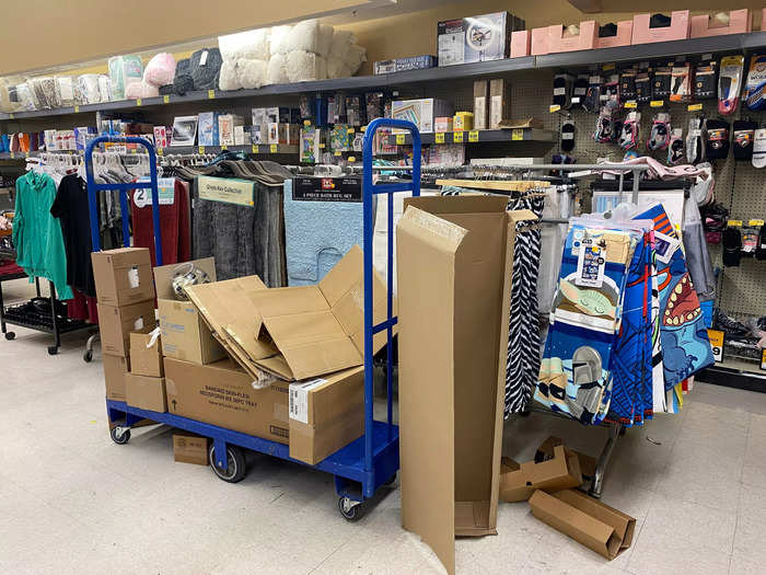 There was a small clothing section in one corner of the store, although some boxes were left on the sales floor nearby.