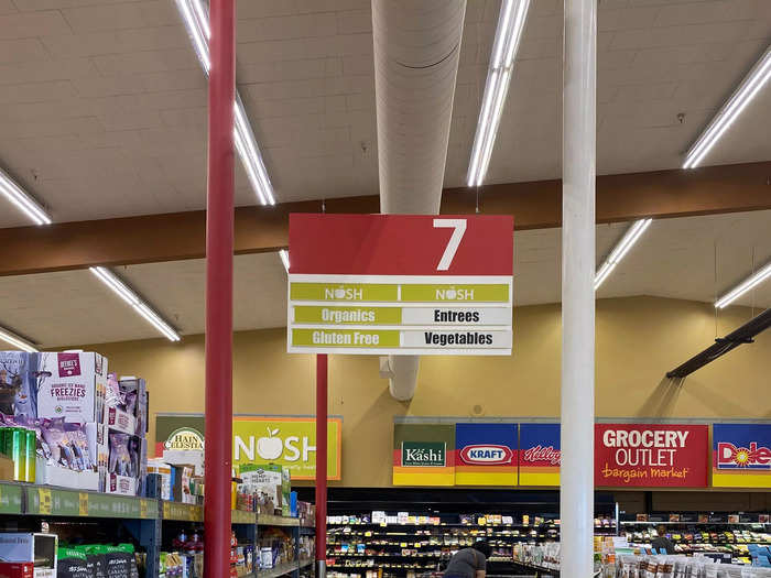 Nearby, there was an aisle devoted to what Grocery Outlet calls the "NOSH" section.