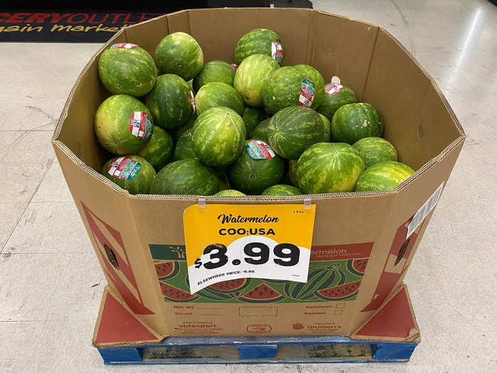 There was also a great deal on watermelon with summer just around the corner. These were regular-sized for sale at the price of some personal-sized watermelons.