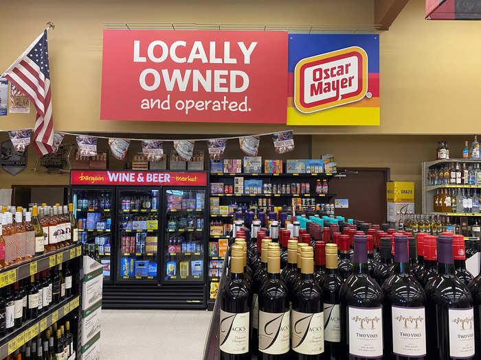 Grocery Outlet says most of its stores are independently operated by local families. A sign in the wine and beer section at my store proudly declared this was the case there.