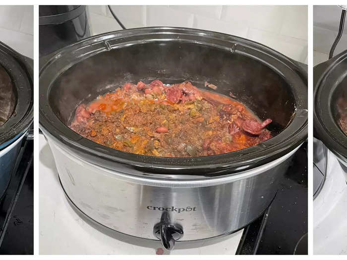 I checked on my slow cooker meal every two hours to see how it progressed.