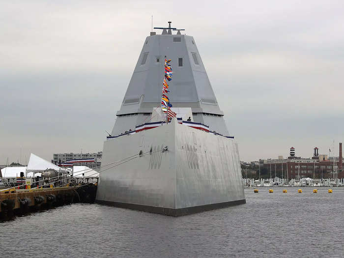 The USS Zumwalt is one of the largest surface combatants in the world: it has a displacement of 14.7 tons.