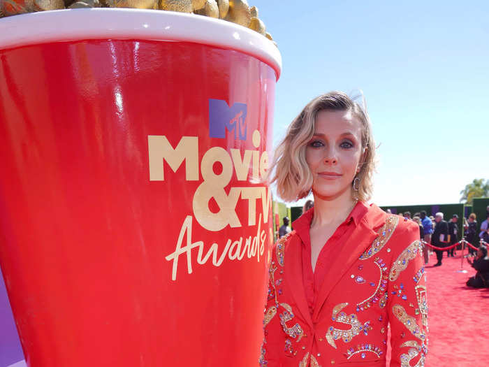 "Loki" star Sophia Di Martino wore a red suit that blended in with both the red carpet and the awards