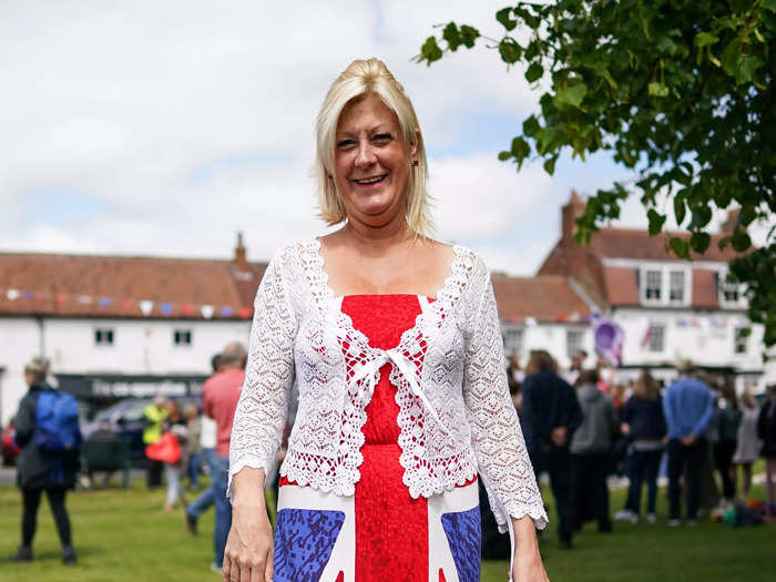 Another woman took a more understated approach at the Great Ayton Village Fête in England, but her look was still festive.