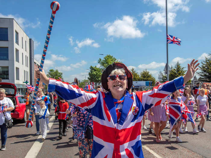 This attendee from Northern Ireland wore a full look and baton inspired by the Union Jack.
