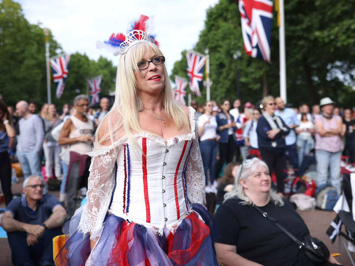 Others were inspired by the colors of the flag, like this woman who wore a white corset with a colorful tutu and crown.