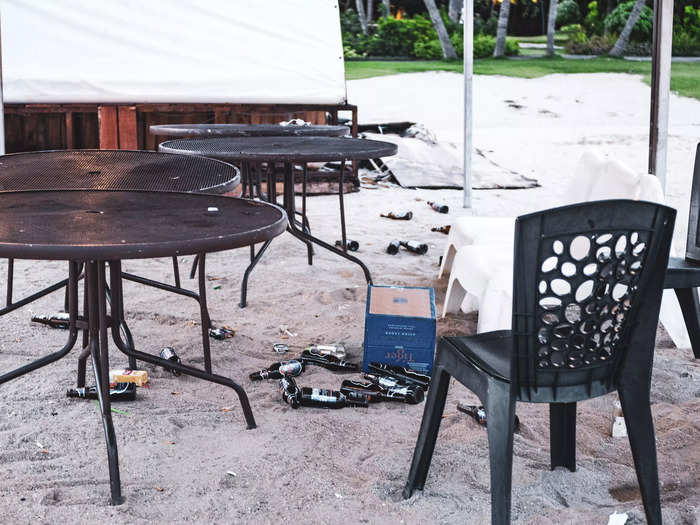 Down on the beach, I found dozens of discarded beer bottles.