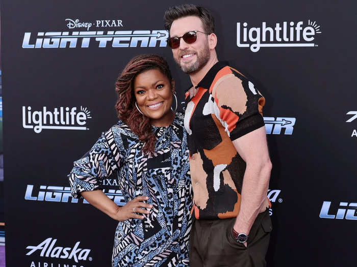 "Disenchanted" star Yvette Nicole Brown snapped photos with Evans and Palmer.