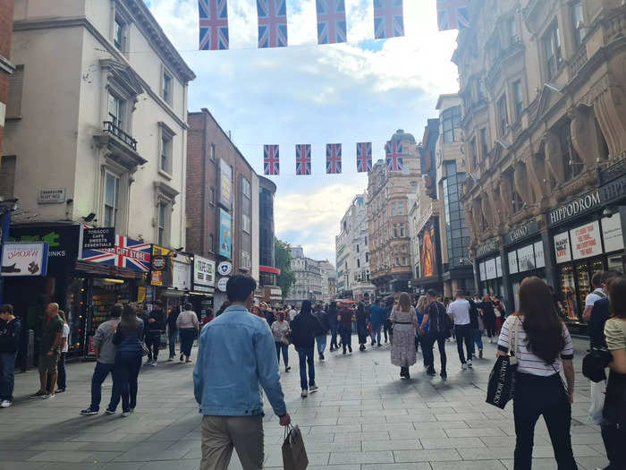 The two things I was guaranteed to see each day were crowds of people and Union Jack flags.