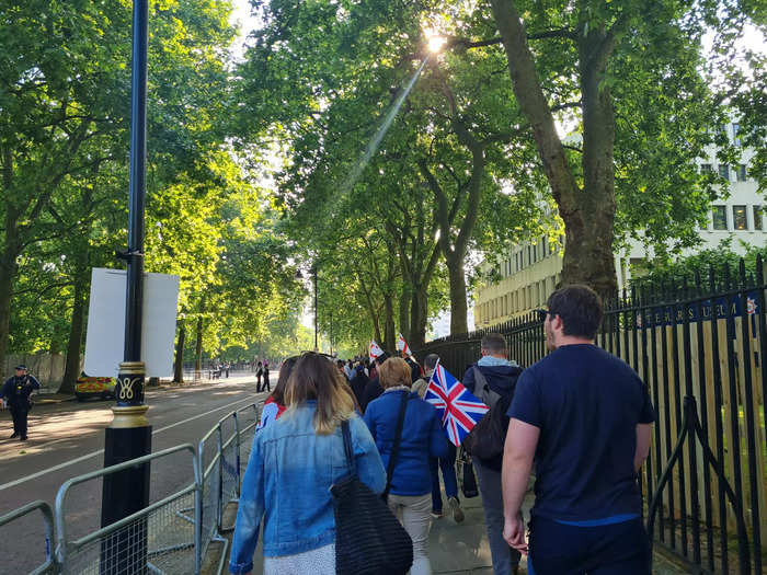 The parade was open to the public. Buckingham Palace Road was understandably busy and the roads were cordoned off as people made their way to the palace.