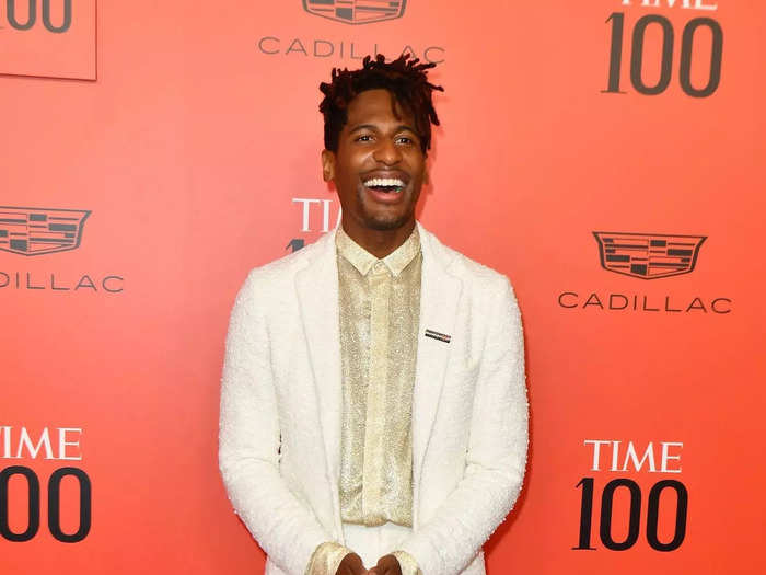 Jon Batiste looked like a rock star in his white, textured suit.