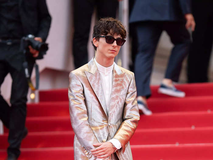 His most metallic suit yet came at the Cannes screening of "The French Dispatch" in July 2021.