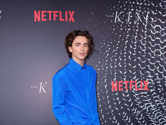 Chalamet stunned in an electric-blue look at the Australian premiere of "The King" on October 10.