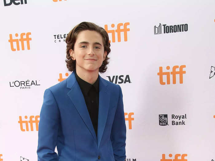 A few years later, in September 2017, Chalamet began promoting his breakout film "Call Me By Your Name." At the Toronto International Film Festival premiere, he wore a blue suit with a subtle red stripe running down the leg.