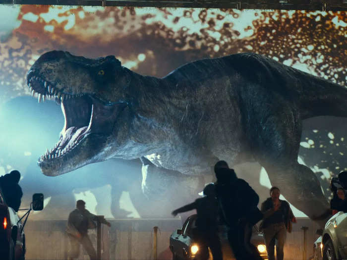 All of the dinosaurs broke free from the park at the end of the last film and are out loose in the world.