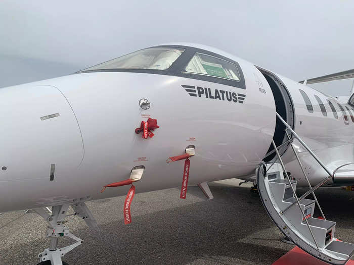 The jet has an electric loading mechanism that makes it easy to load patients on stretchers into the jet through the large cargo door, according to Pilatus.