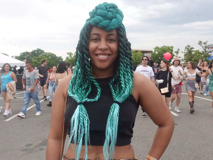 This attendee matched her turban to her twists.