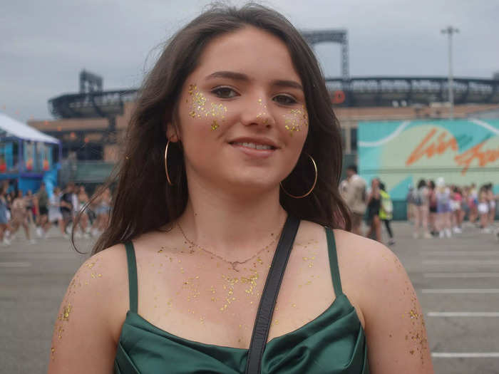 We adored this smattering of golden faux freckles.