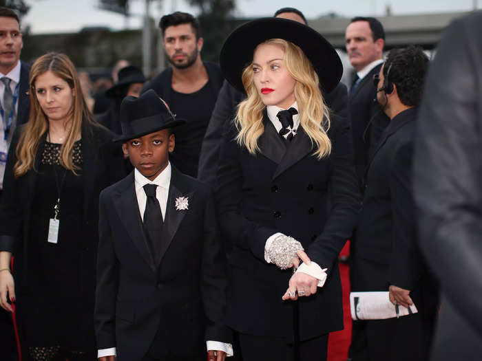 Madonna and her son, David Banda, looked sharp in matching Ralph Lauren suits at the Grammy Awards in 2014.