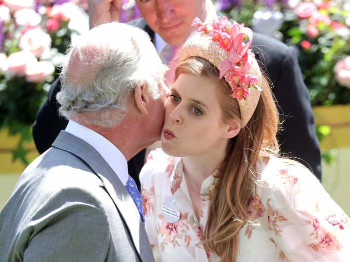 Day one of Ascot was attended by a handful of royals, including Princess Beatrice. Here she is greeting her uncle, Prince Charles.