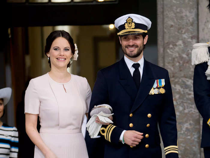 Princess Sofia donned a pink Hugo Boss dress for a service at the Royal Palace in Stockholm in April 2016.