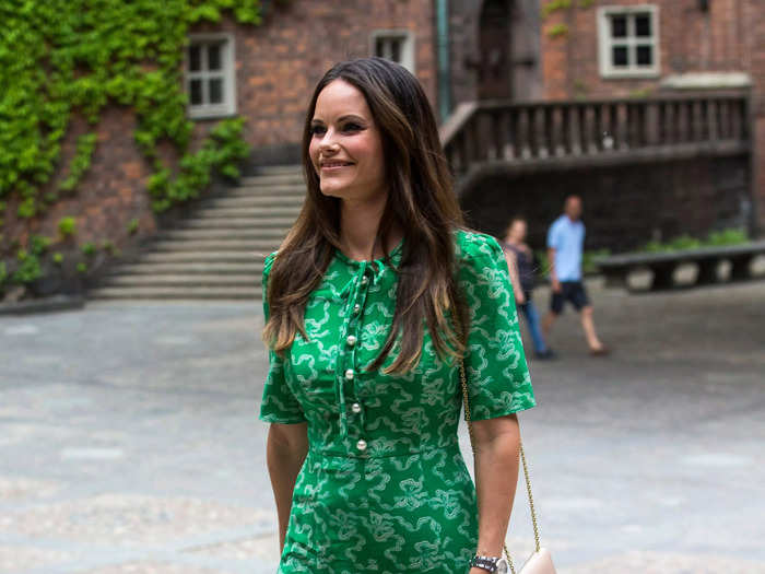 Princess Sofia of Sweden wore a green L.K. Bennett frock in June 2018.