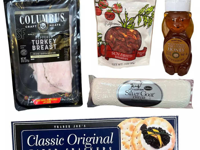 Turkey, crackers, goat cheese, and sun-dried tomatoes pack the flavor and a variety of textures.