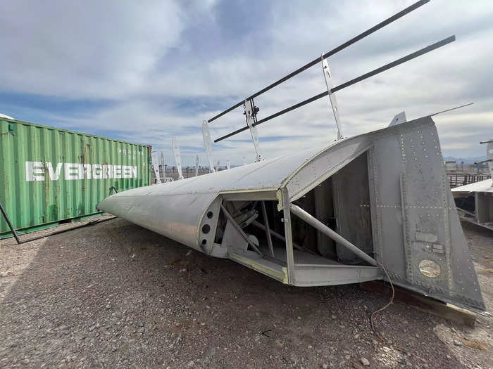 While the wings will not be part of the final attraction, there were some giant pieces in the storage area.