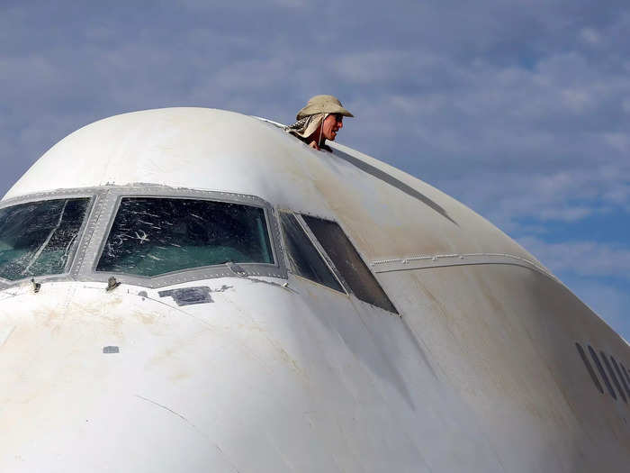 A Boeing 747 was converted into a lounge and nightclub for the famous Burning Man festival in 2016.