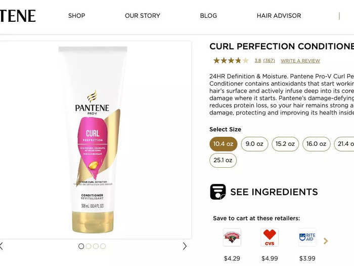 Proctor and Gamble reportedly shrunk its Pantene Pro-V Curl Perfection conditioner from 12 fluid ounces down to 10.4 while the price stayed the same.