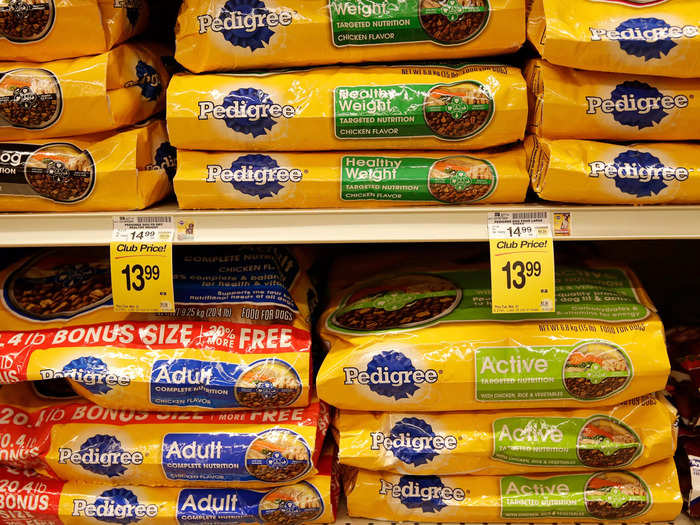 Pedigree changed the size of some dry dog foods from 50 lbs to 44 lbs while keeping prices the same, according to Dwyer