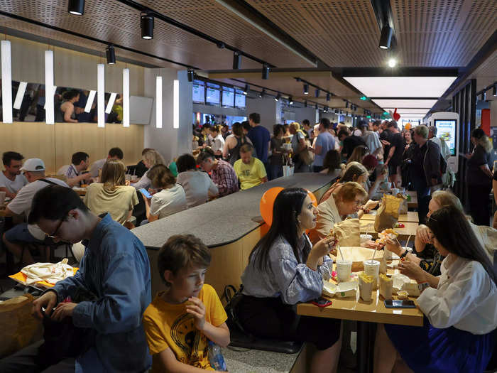 After getting their food, customers packed the indoor seating area on opening day.