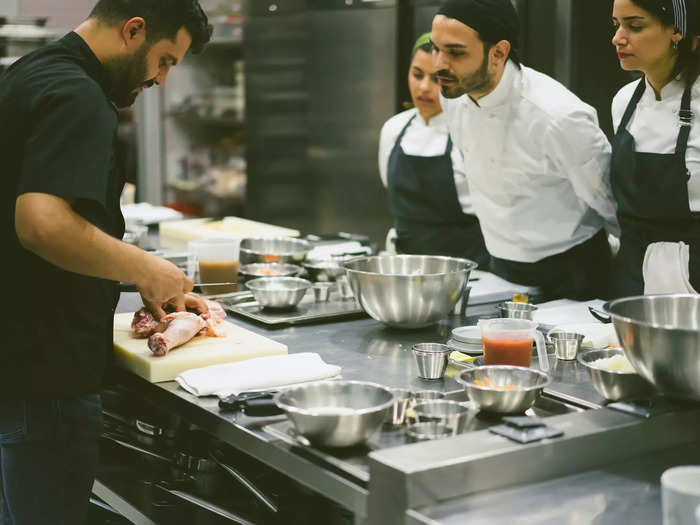 14. First-line supervisors of food preparation and serving workers earn a median of $45,720 a year, and 17,050 are employed in the hotel industry.