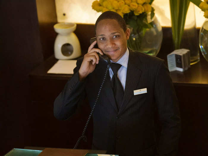 32. Desk clerks earn a median of $27,970 a year, and 200,860 are employed in the hotel industry.