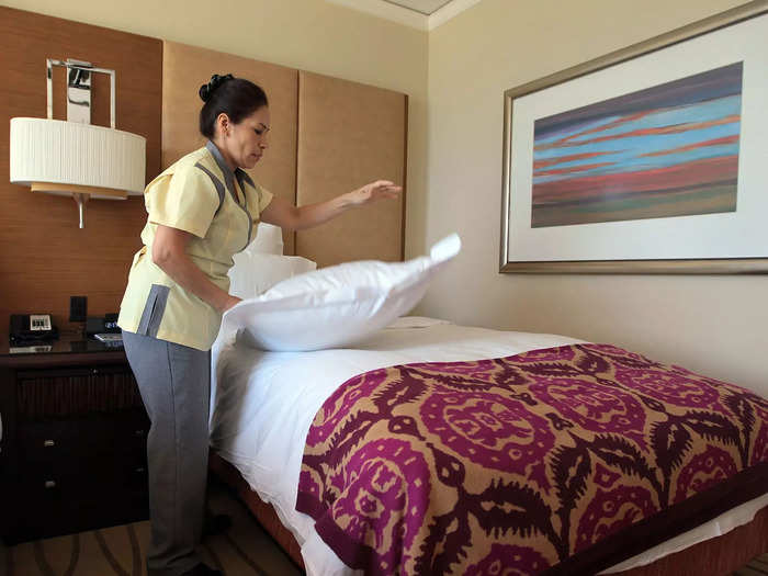34. Maids and housekeeping cleaners earn a median of $27,830 a year, and 307,930 are employed in the hotel industry.