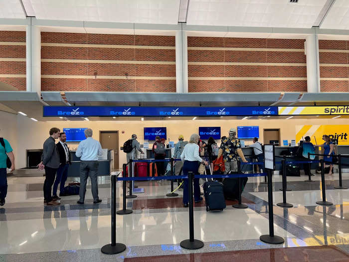 The check-in area for Breeze was located at the far end of the departures level. Here, passengers can check their luggage and get their boarding pass.