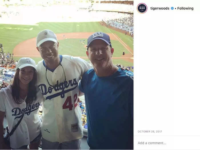 The 80-time PGA Tour event winner is also a fan of the Los Angeles Dodgers. He turned out for multiple games during the 2017 World Series.