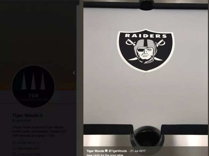 He even has a Raiders-themed pool table in his house.